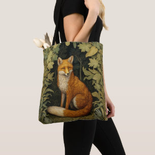 Tote Bag Renard dans la forêt, style Art nouveau