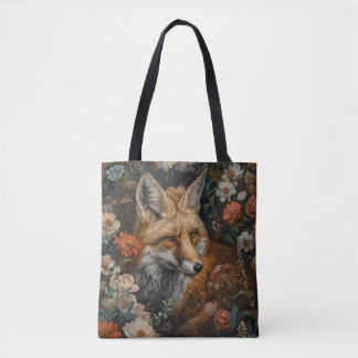 Tote Bag renard dans le jardin fleur sauvage