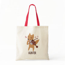 Renard de dessin animé jouant du violon en bois