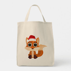 Tote Bag Renard de Noël mignon dessin animé animal de fête 
