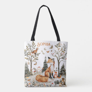 Tote Bag Renard Floral Forêt