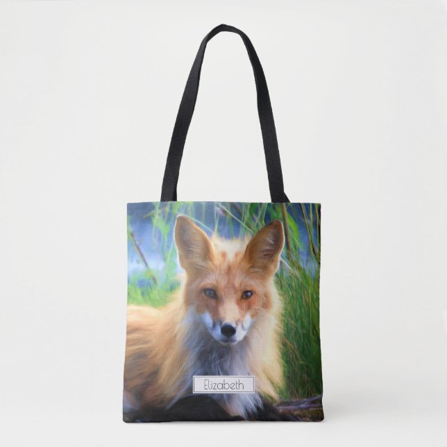 Tote Bag Renard rouge Laying in the Grass Pittoresque Perso (Devant)