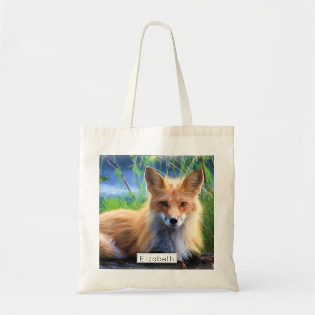 Tote Bag Renard rouge Laying in the Grass Pittoresque Perso (Devant)
