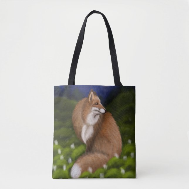 Tote Bag Renard sur la Lune dans Midnight Woods (Devant)