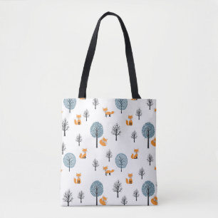 Tote Bag Renards forestiers : Arrière - plan blanc Vintage