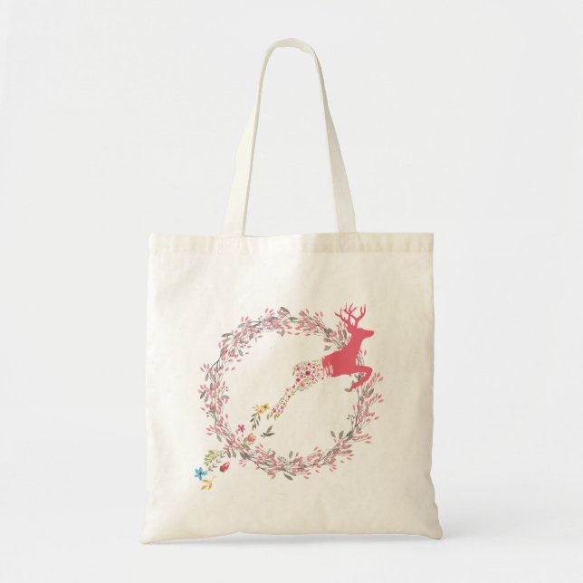 Tote Bag Renne floral sautant à cloche-pied (Devant)