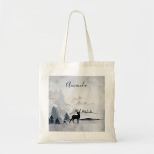 Tote Bag Rennes dans l'Aquarelle gris sauvage Noël