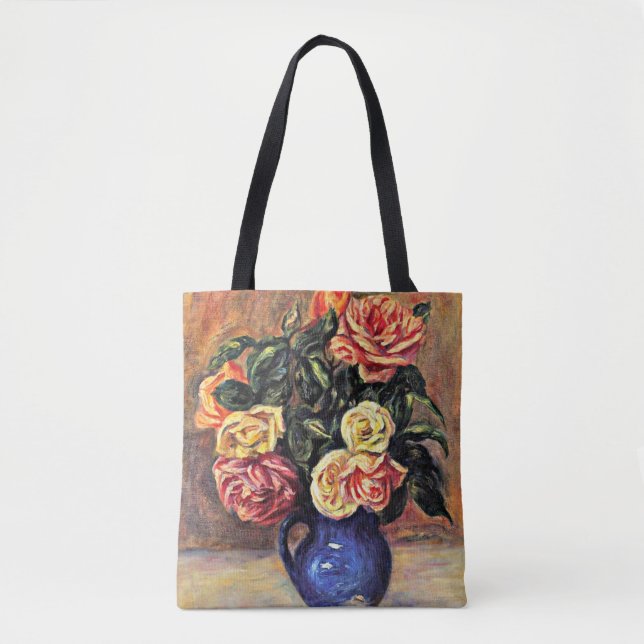 Tote Bag Renoir - Roses dans un Vase Bleu (Devant)