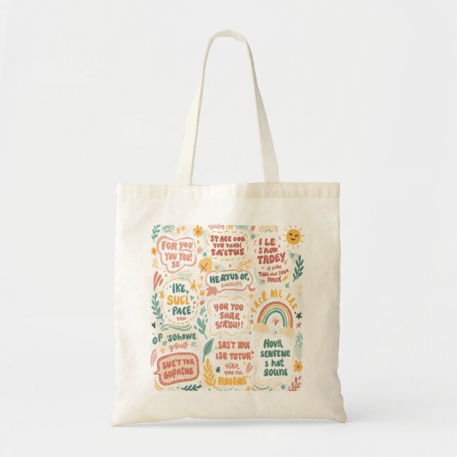 Tote Bag Répandre l'amour : Doodle Art Prints avec Upliftin (Devant)