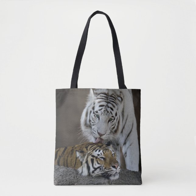 Tote Bag Repos blanc et Brown de tigres (Devant)