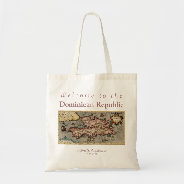 Tote Bag République Dominicaine vintage Carte Mariage Bienv (Devant)