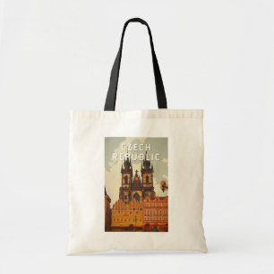 Tote Bag République tchèque Illustration Voyage Art Vintage