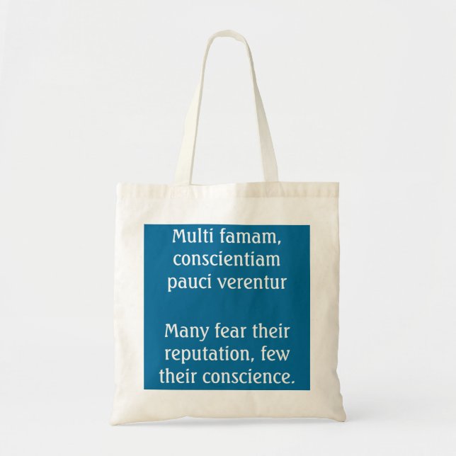 Tote Bag Réputation ou conscience - Citation lingues (Devant)