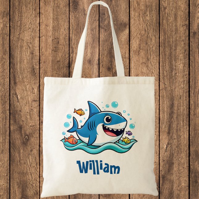 Tote Bag Requin bleu de dessin animé mignon (Créateur téléchargé)