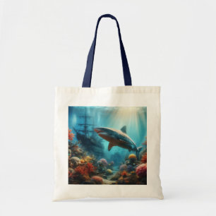 Tote Bag Requin tigre côtier/nautique & récif corallien