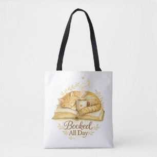 Tote Bag Réservé toute la journée Chat confortable lisant