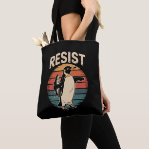 Tote Bag Résister Manchots Activisme Protester Tarifs Rétro