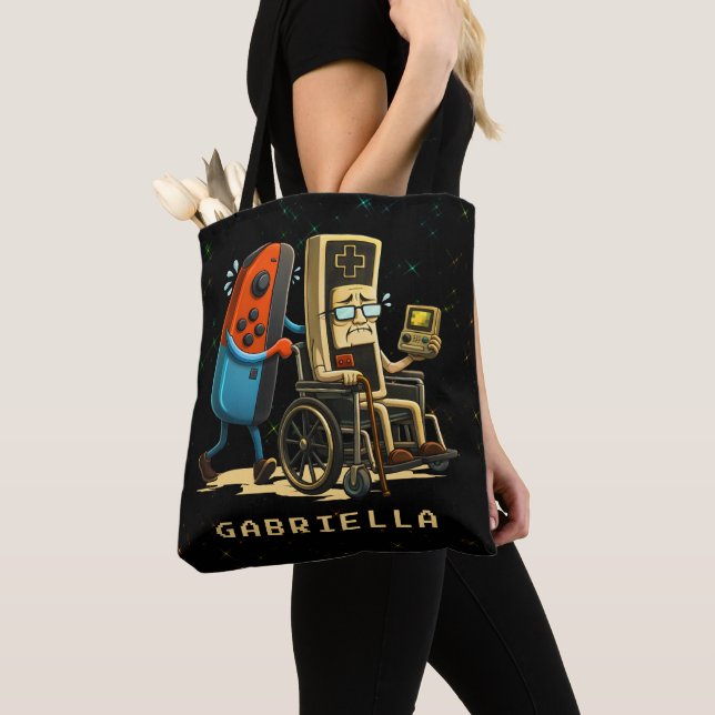 Tote Bag Respect Your Elders Gaming Control Retro Funny (De près)