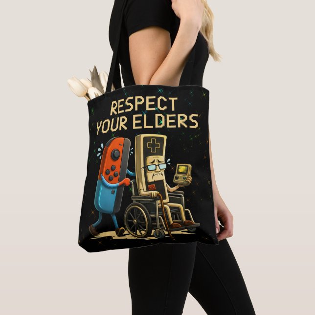 Tote Bag Respect Your Elders Gaming Control Retro Funny (De près)