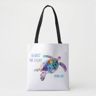 Tote Bag Respectez la citation de la tortue marine locale T