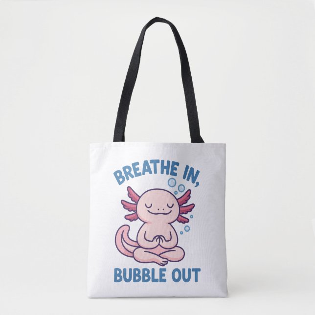 Tote Bag Respire En Bubble Axolotl Yoga (Devant)