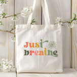Tote Bag Respire juste la Typographie moderne Dandelion Flo<br><div class="desc">Just Breathe Modern Typography Dandelion Flower Sac fourre-tout présente le texte "Just Breathe" dans une typographie de script moderne accentuée d'une fleur de pissenlit. Parfait comme cadeau pour elle pour l'anniversaire,  Noël,  Fête des Mères,  meilleurs amis,  soeurs et plus. Conçu par Evco Studio www.zazzle.com/store/evcostudio</div>