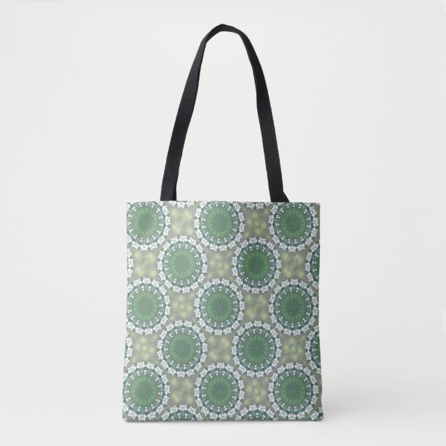 Tote Bag Ressort Abstrait Art Floral Élégant Vert Géométriq (Devant)