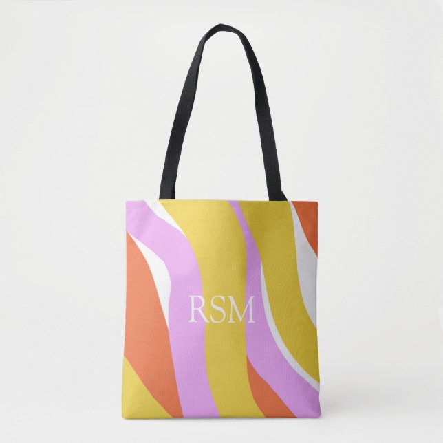 Tote Bag Ressorts Mod Pink Orange Gold Palm Springs uniques (Devant)