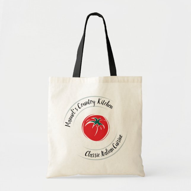 Tote Bag Restaurant Cafe Logo Red Tomato Personnaliser (Devant)