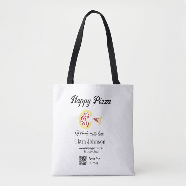 Tote Bag Restaurant de pizzas café pizzeria scannez le code (Devant)