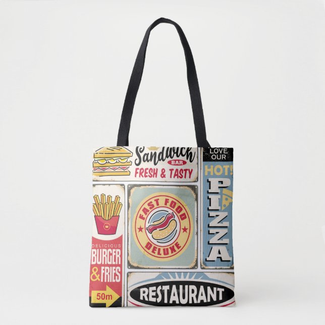 Tote Bag Restaurants et dîners restauration rapide panneaux (Devant)