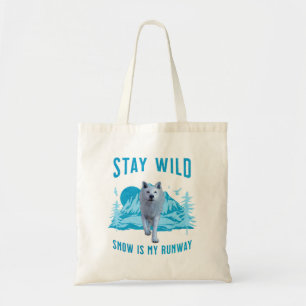 Tote Bag Reste Sauvage Loup Blanc Piste de Neige