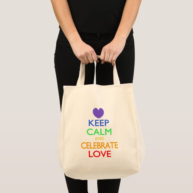 Tote Bag Restez calme et célébrez l'amour (Devant (produit))