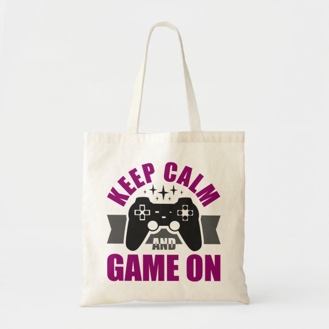 Tote Bag Restez calme et jouer sur le jeu (Devant)