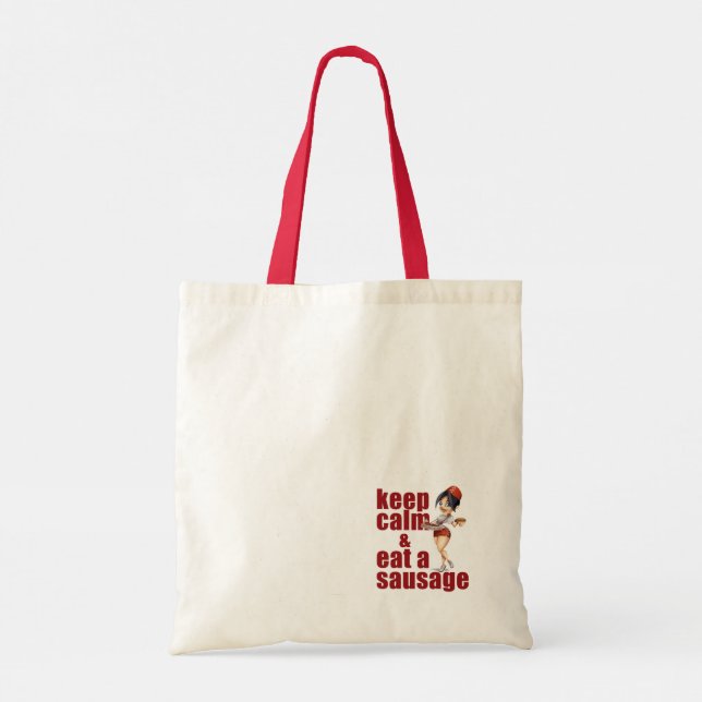 Tote Bag Restez calme et mangez une saucisse (Dos)