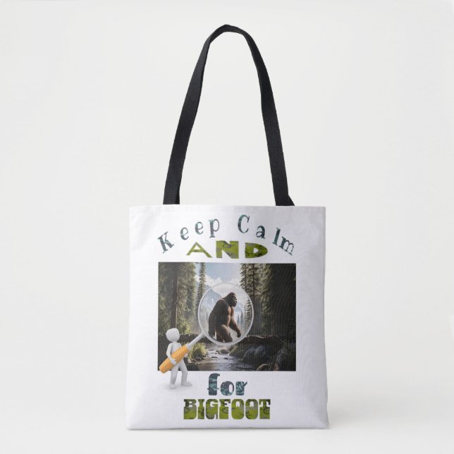 Tote Bag Restez calme et recherchez Bigfoot meilleur bigfoo (Devant)