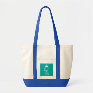 Tote Bag Restez calme et votre texte sur Accent Turquoise