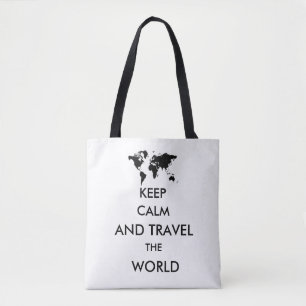 Tote Bag Restez calme et voyagez dans le monde