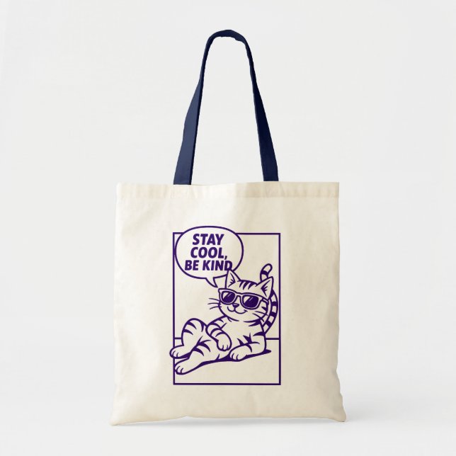 Tote Bag Restez Cool Soyez Gentil Chat Positivité (Devant)