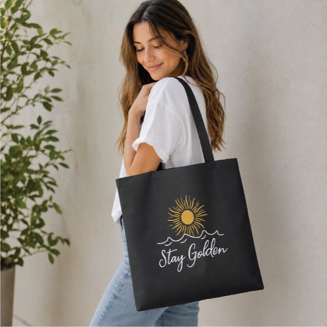 Tote Bag Restez Doré Noir (Créateur téléchargé)