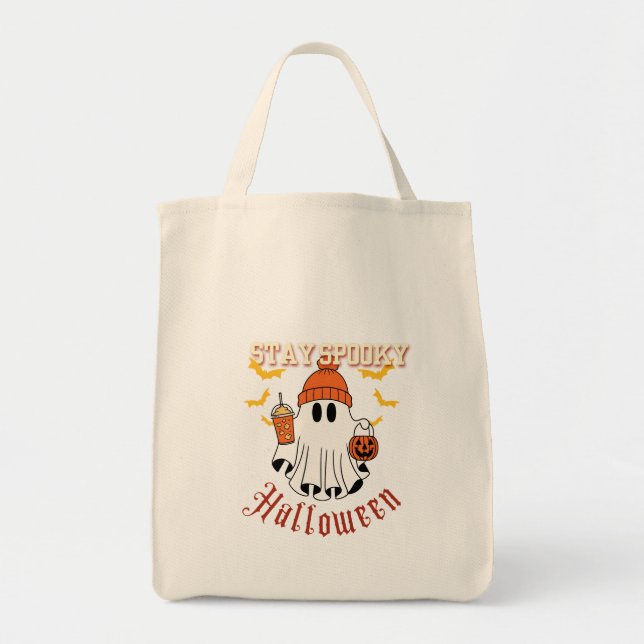 Tote Bag Restez Fantomatique Fantôme Halloween  (Devant)