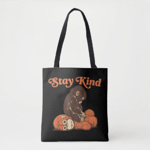 Tote Bag Restez gentil bébé singe Punch Peluche MignonDrôle