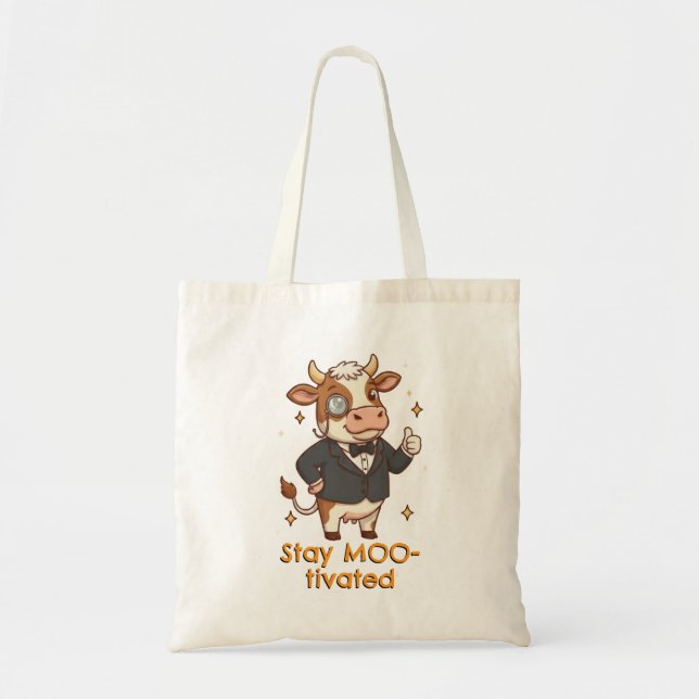 Tote Bag Restez motivé comme une vache (Devant)