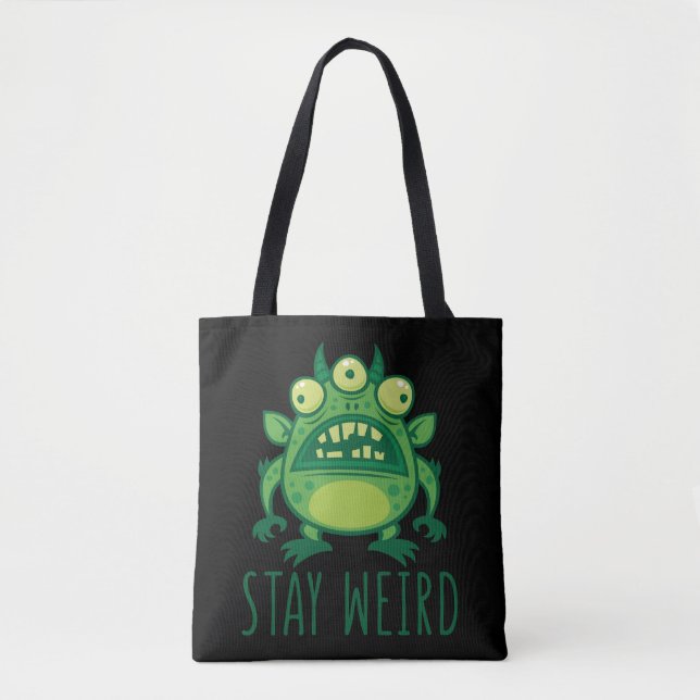 Tote Bag Restez un monstre Alien bizarre (Devant)