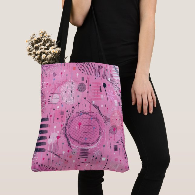 Tote Bag Résumé d'art de sundae à la fraise  (De près)