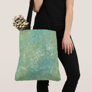 Tote Bag Résumé de marbre vert et blanc tourbillonnant abst