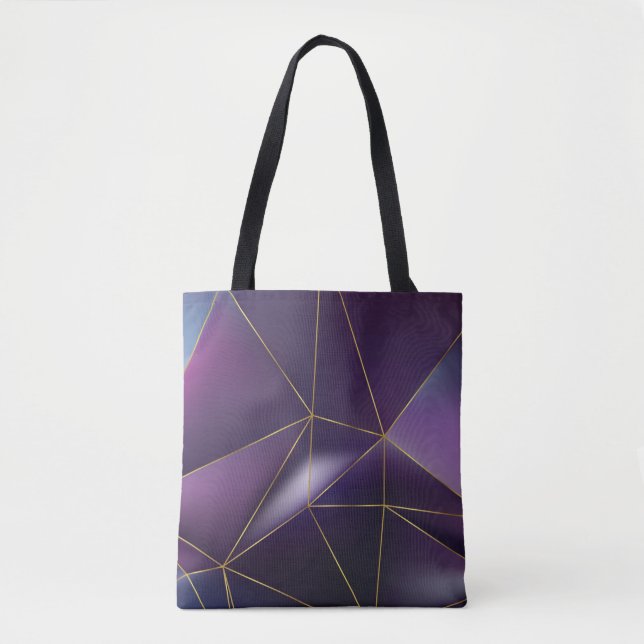 Tote Bag Résumé géométrique violet avec lignes dorées (Devant)