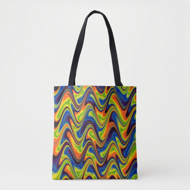 Tote Bag Résumé multicolore ondulé (Devant)