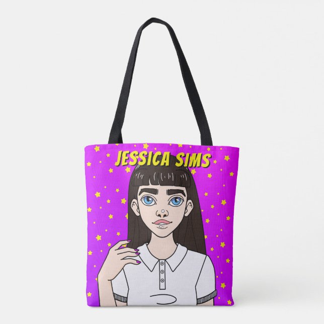 Tote Bag Retour à l'école Ado personnalisée Fille pourpre N (Dos)