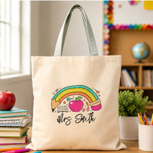 Tote Bag Retour à l'école Arc-en-ciel Professeur Vie